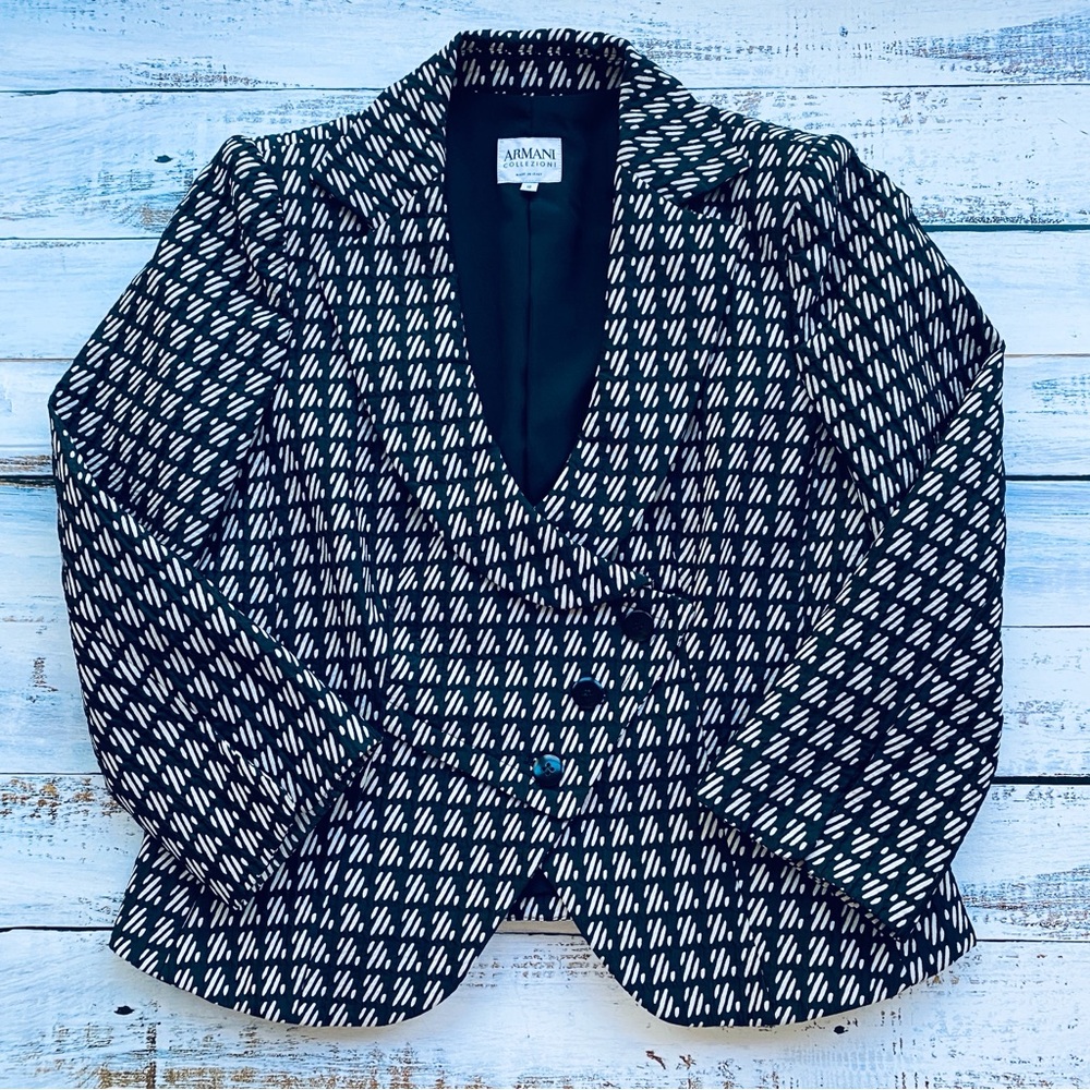 Armani Collezioni Geometric Blazer Jacket Asymmetrical Made in Italy Womens 10 L